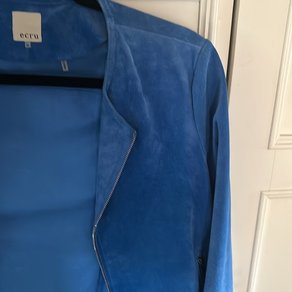 Light Blue genuine leather suede jacket - Picture 2 of 6
